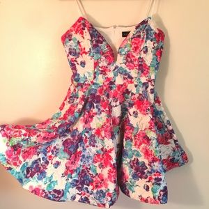 Watercolor Flower Flare Dress